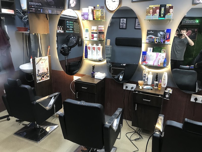 Black scissors men's salon